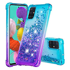 Silikon Hülle Handyhülle Gummi Schutzhülle Flexible Tasche Bling-Bling S02 für Samsung Galaxy A51 4G Hellblau