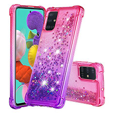 Silikon Hülle Handyhülle Gummi Schutzhülle Flexible Tasche Bling-Bling S02 für Samsung Galaxy A51 4G Pink