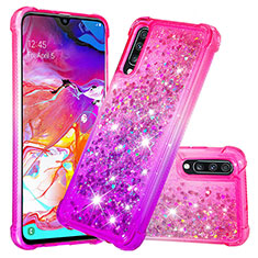 Silikon Hülle Handyhülle Gummi Schutzhülle Flexible Tasche Bling-Bling S02 für Samsung Galaxy A70 Pink