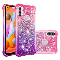 Silikon Hülle Handyhülle Gummi Schutzhülle Flexible Tasche Bling-Bling S02 für Samsung Galaxy M11 Pink