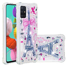 Silikon Hülle Handyhülle Gummi Schutzhülle Flexible Tasche Bling-Bling S03 für Samsung Galaxy A51 4G Rosa