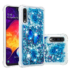 Silikon Hülle Handyhülle Gummi Schutzhülle Flexible Tasche Bling-Bling S04 für Samsung Galaxy A50S Blau