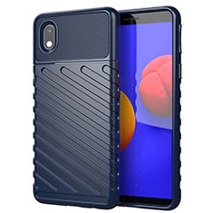 Silikon Hülle Handyhülle Gummi Schutzhülle Flexible Tasche Köper für Samsung Galaxy A01 Core Blau