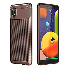 Silikon Hülle Handyhülle Gummi Schutzhülle Flexible Tasche Köper WL1 für Samsung Galaxy A01 Core Braun