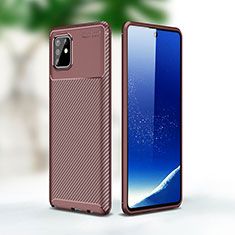 Silikon Hülle Handyhülle Gummi Schutzhülle Flexible Tasche Köper WL1 für Samsung Galaxy A81 Braun