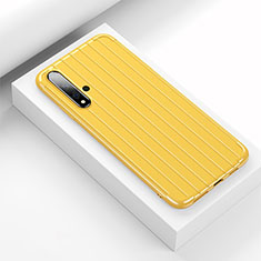Silikon Hülle Handyhülle Gummi Schutzhülle Flexible Tasche Line C01 für Huawei Nova 5 Pro Gelb