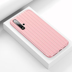 Silikon Hülle Handyhülle Gummi Schutzhülle Flexible Tasche Line C01 für Huawei Nova 5 Pro Rosa