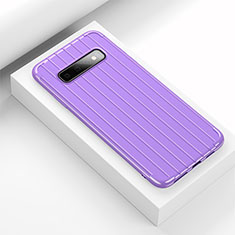 Silikon Hülle Handyhülle Gummi Schutzhülle Flexible Tasche Line C01 für Samsung Galaxy S10 5G Violett