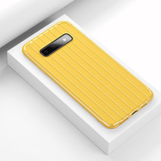 Silikon Hülle Handyhülle Gummi Schutzhülle Flexible Tasche Line C01 für Samsung Galaxy S10 Gelb