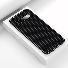 Silikon Hülle Handyhülle Gummi Schutzhülle Flexible Tasche Line C01 für Samsung Galaxy S10 Schwarz