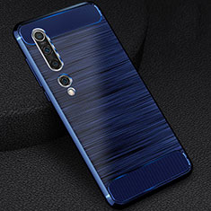 Silikon Hülle Handyhülle Gummi Schutzhülle Flexible Tasche Line C01 für Xiaomi Mi 10 Blau