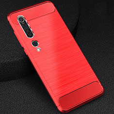 Silikon Hülle Handyhülle Gummi Schutzhülle Flexible Tasche Line C01 für Xiaomi Mi 10 Rot