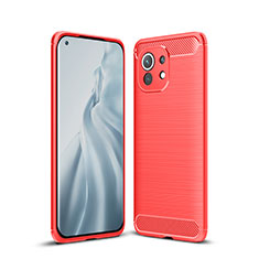 Silikon Hülle Handyhülle Gummi Schutzhülle Flexible Tasche Line C01 für Xiaomi Mi 11 5G Rot