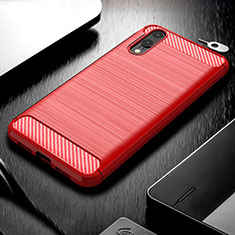 Silikon Hülle Handyhülle Gummi Schutzhülle Flexible Tasche Line C02 für Huawei P20 Rot