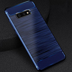 Silikon Hülle Handyhülle Gummi Schutzhülle Flexible Tasche Line C02 für Samsung Galaxy S10e Blau