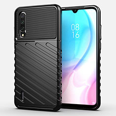 Silikon Hülle Handyhülle Gummi Schutzhülle Flexible Tasche Line C02 für Xiaomi Mi A3 Schwarz