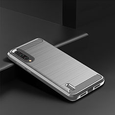 Silikon Hülle Handyhülle Gummi Schutzhülle Flexible Tasche Line C08 für Xiaomi Mi A3 Silber