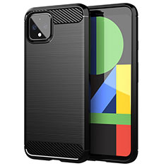 Silikon Hülle Handyhülle Gummi Schutzhülle Flexible Tasche Line für Google Pixel 4 Schwarz
