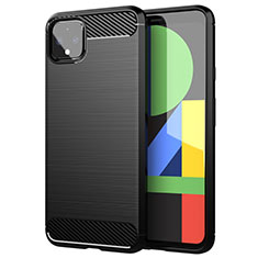 Silikon Hülle Handyhülle Gummi Schutzhülle Flexible Tasche Line für Google Pixel 4 XL Schwarz