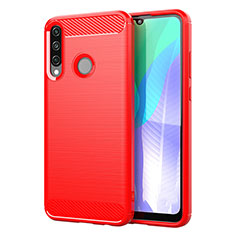 Silikon Hülle Handyhülle Gummi Schutzhülle Flexible Tasche Line für Huawei Y6p Rot