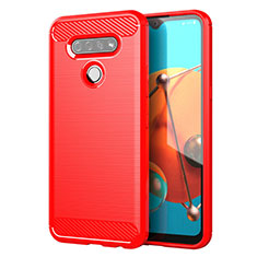 Silikon Hülle Handyhülle Gummi Schutzhülle Flexible Tasche Line für LG K51 Rot