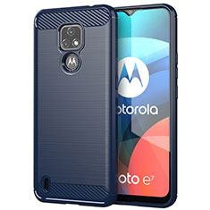Silikon Hülle Handyhülle Gummi Schutzhülle Flexible Tasche Line für Motorola Moto E7 (2020) Blau