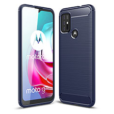 Silikon Hülle Handyhülle Gummi Schutzhülle Flexible Tasche Line für Motorola Moto G10 Blau