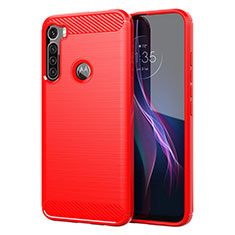 Silikon Hülle Handyhülle Gummi Schutzhülle Flexible Tasche Line für Motorola Moto One Fusion Plus Rot