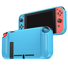 Silikon Hülle Handyhülle Gummi Schutzhülle Flexible Tasche Line für Nintendo Switch Hellblau