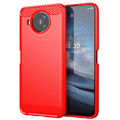 Silikon Hülle Handyhülle Gummi Schutzhülle Flexible Tasche Line für Nokia 8.3 5G Rot