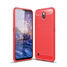 Silikon Hülle Handyhülle Gummi Schutzhülle Flexible Tasche Line für Nokia C1 Rot