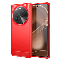 Silikon Hülle Handyhülle Gummi Schutzhülle Flexible Tasche Line für Oppo Find X6 5G Rot