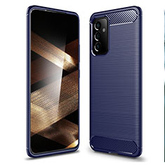 Silikon Hülle Handyhülle Gummi Schutzhülle Flexible Tasche Line für Samsung Galaxy A15 5G Blau