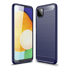 Silikon Hülle Handyhülle Gummi Schutzhülle Flexible Tasche Line für Samsung Galaxy A22 5G Blau