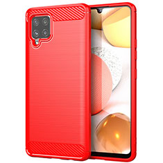 Silikon Hülle Handyhülle Gummi Schutzhülle Flexible Tasche Line für Samsung Galaxy A42 5G Rot