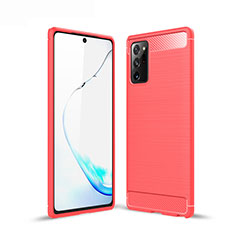 Silikon Hülle Handyhülle Gummi Schutzhülle Flexible Tasche Line für Samsung Galaxy Note 20 5G Rot