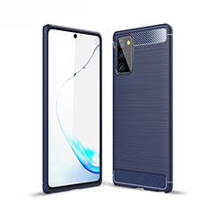 Silikon Hülle Handyhülle Gummi Schutzhülle Flexible Tasche Line für Samsung Galaxy Note 20 Plus 5G Blau