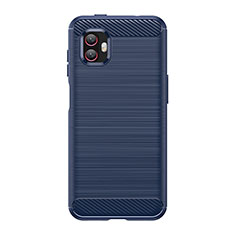 Silikon Hülle Handyhülle Gummi Schutzhülle Flexible Tasche Line für Samsung Galaxy XCover 6 Pro 5G Blau