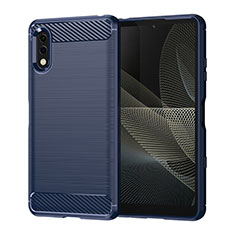 Silikon Hülle Handyhülle Gummi Schutzhülle Flexible Tasche Line für Sony Xperia Ace II Blau