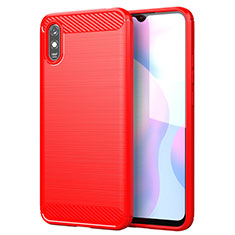 Silikon Hülle Handyhülle Gummi Schutzhülle Flexible Tasche Line für Xiaomi Redmi 9i Rot