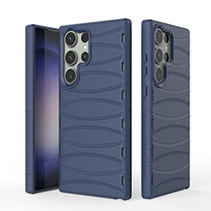 Silikon Hülle Handyhülle Gummi Schutzhülle Flexible Tasche Line KC1 für Samsung Galaxy S22 Ultra 5G Blau