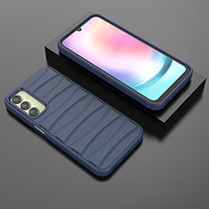 Silikon Hülle Handyhülle Gummi Schutzhülle Flexible Tasche Line KC2 für Samsung Galaxy A25 5G Blau