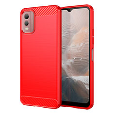 Silikon Hülle Handyhülle Gummi Schutzhülle Flexible Tasche Line MF1 für Nokia C32 Rot