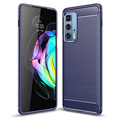 Silikon Hülle Handyhülle Gummi Schutzhülle Flexible Tasche Line S01 für Motorola Moto Edge 20 Pro 5G Blau