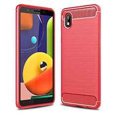 Silikon Hülle Handyhülle Gummi Schutzhülle Flexible Tasche Line WL1 für Samsung Galaxy A01 Core Rot