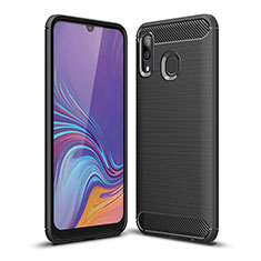 Silikon Hülle Handyhülle Gummi Schutzhülle Flexible Tasche Line WL1 für Samsung Galaxy A40 Schwarz