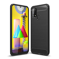 Silikon Hülle Handyhülle Gummi Schutzhülle Flexible Tasche Line WL1 für Samsung Galaxy M21s Schwarz