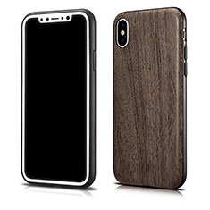 Silikon Hülle Handyhülle Gummi Schutzhülle Holzmaserung Muster für Apple iPhone X Grau