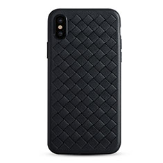 Silikon Hülle Handyhülle Gummi Schutzhülle Leder C01 für Apple iPhone X Schwarz