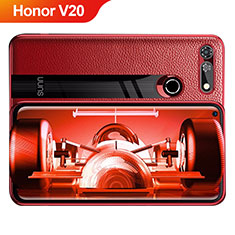 Silikon Hülle Handyhülle Gummi Schutzhülle Leder Q01 für Huawei Honor View 20 Rot